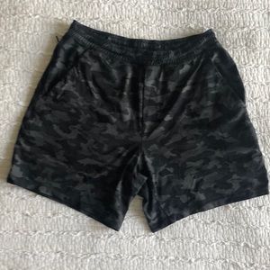 Lululemon Pace Breaker Black and Grey Camo shorts